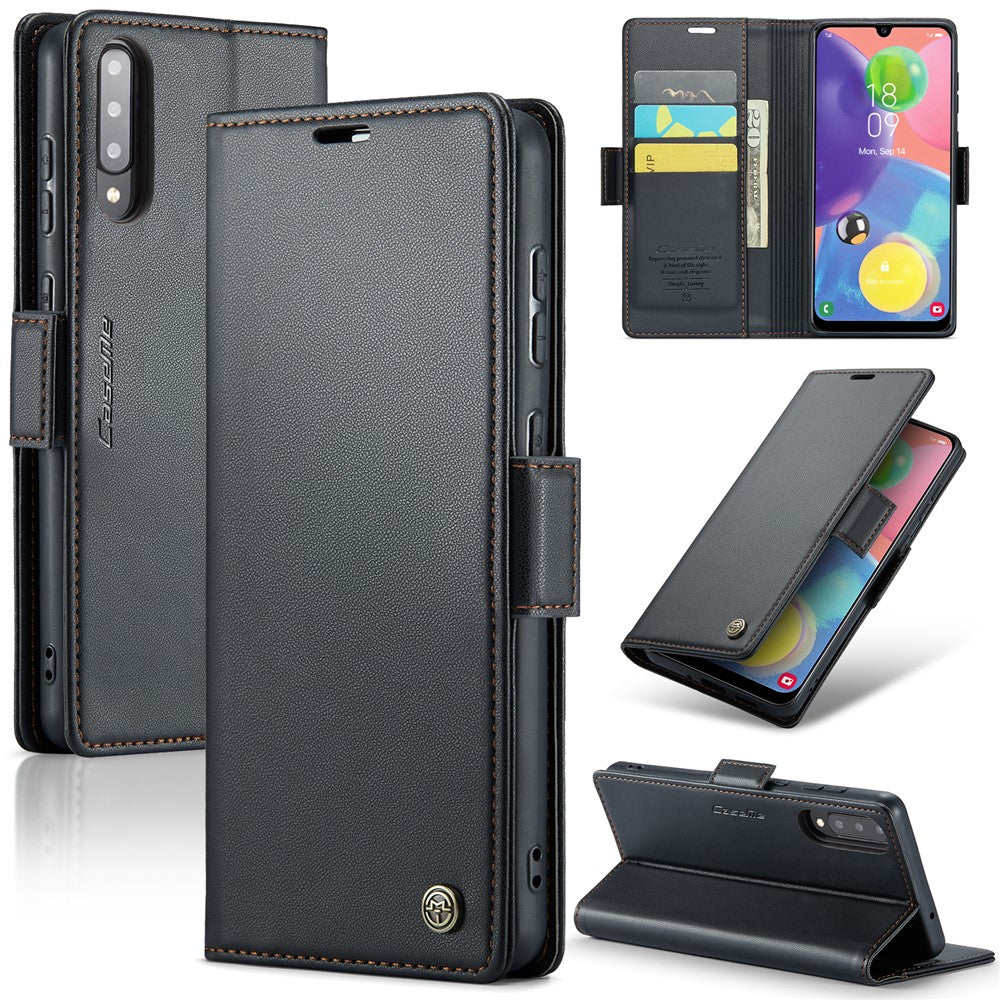 Til Samsung Galaxy A70 / A70s læderetui CASEME 023 RFID-blokerende mobildæksel med 3 kortpladser