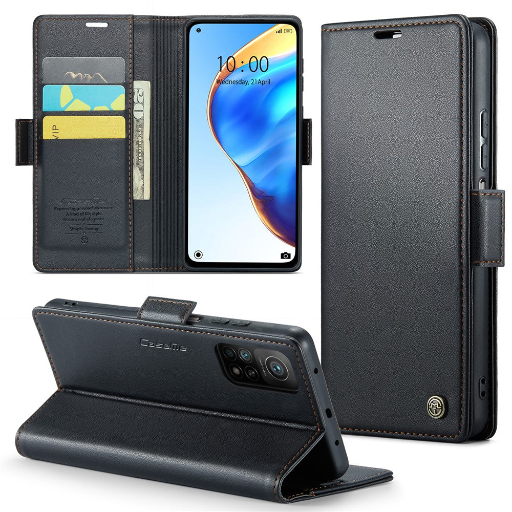 Xiaomi Mi 10T 5G / Mi 10T Pro 5G / Redmi K30S Läderfodral CASEME 023 RFID-blockerande 3-kortsfack Mobilskal