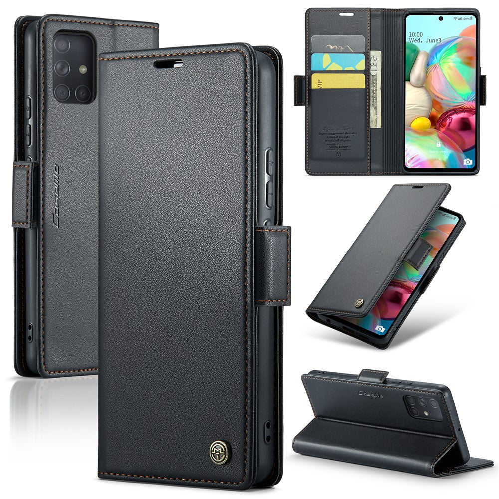 For Samsung Galaxy A71 4G SM-A715 Leather Case CASEME 023 RFID Blocking 3 Card Slot Mobile Cover