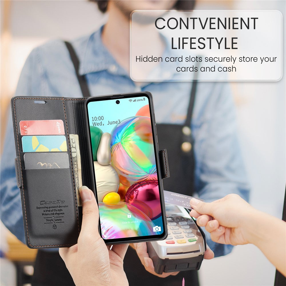 For Samsung Galaxy A71 4G SM-A715 Leather Case CASEME 023 RFID Blocking 3 Card Slot Mobile Cover