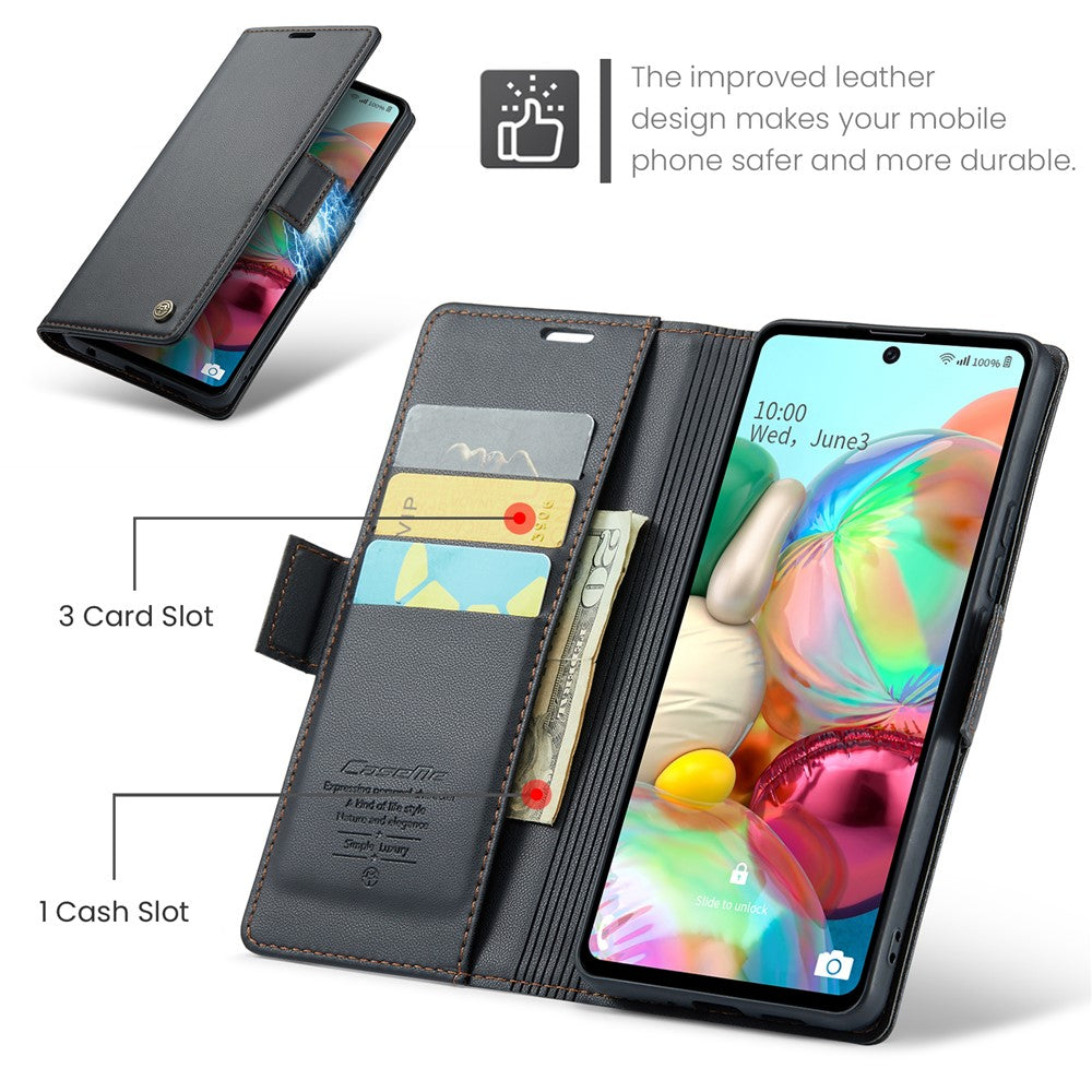 For Samsung Galaxy A71 4G SM-A715 Leather Case CASEME 023 RFID Blocking 3 Card Slot Mobile Cover