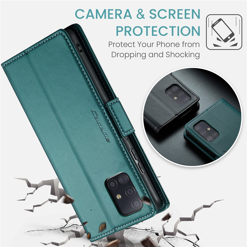Til Samsung Galaxy A51 4G SM-A515 / M40S Lædercover CASEME 023 RFID-blokerende mobilcover med 3 kortlommer