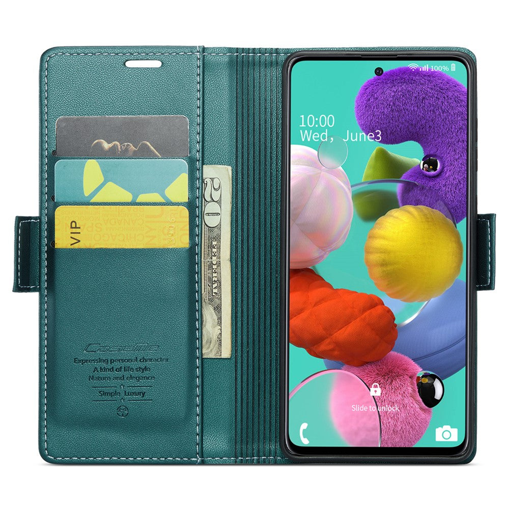 Til Samsung Galaxy A51 4G SM-A515 / M40S Lædercover CASEME 023 RFID-blokerende mobilcover med 3 kortlommer