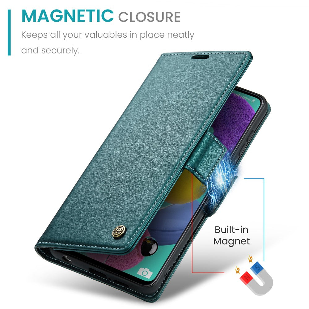 Til Samsung Galaxy A51 4G SM-A515 / M40S Lædercover CASEME 023 RFID-blokerende mobilcover med 3 kortlommer