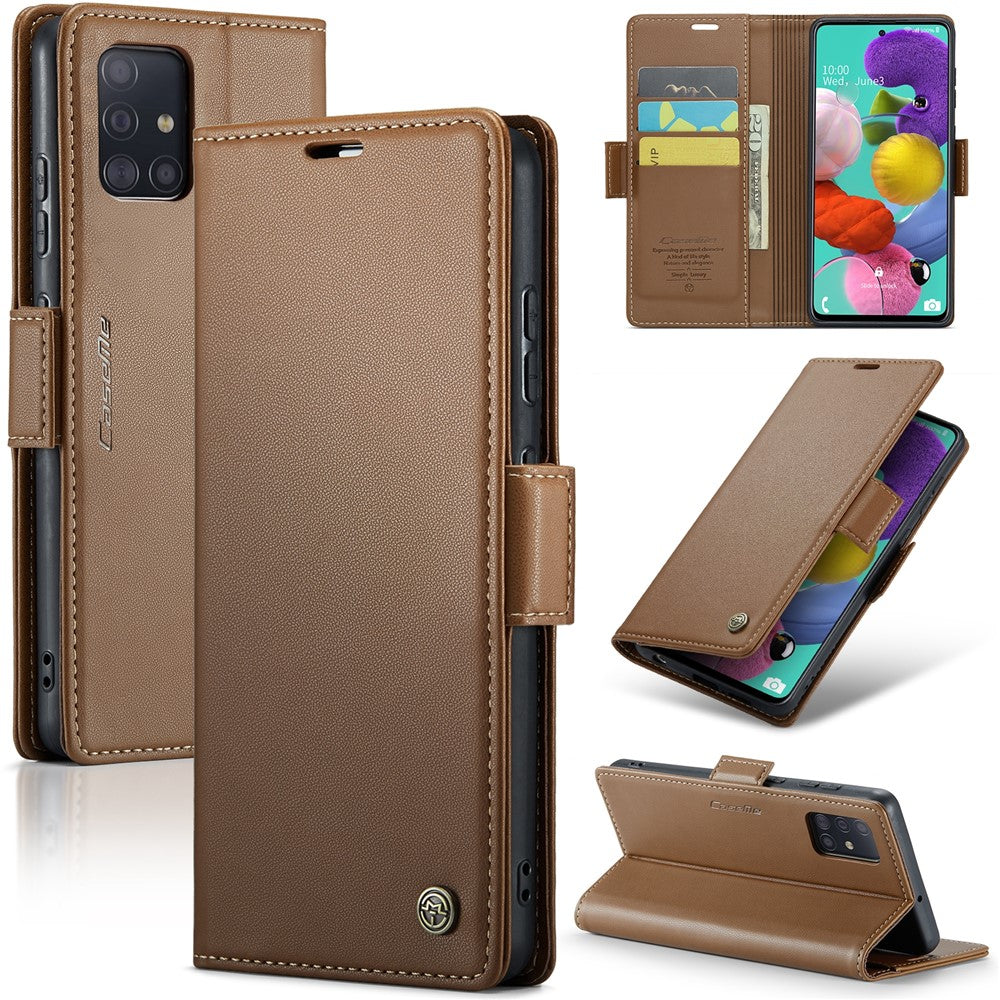 Til Samsung Galaxy A51 4G SM-A515 / M40S Lædercover CASEME 023 RFID-blokerende mobilcover med 3 kortlommer