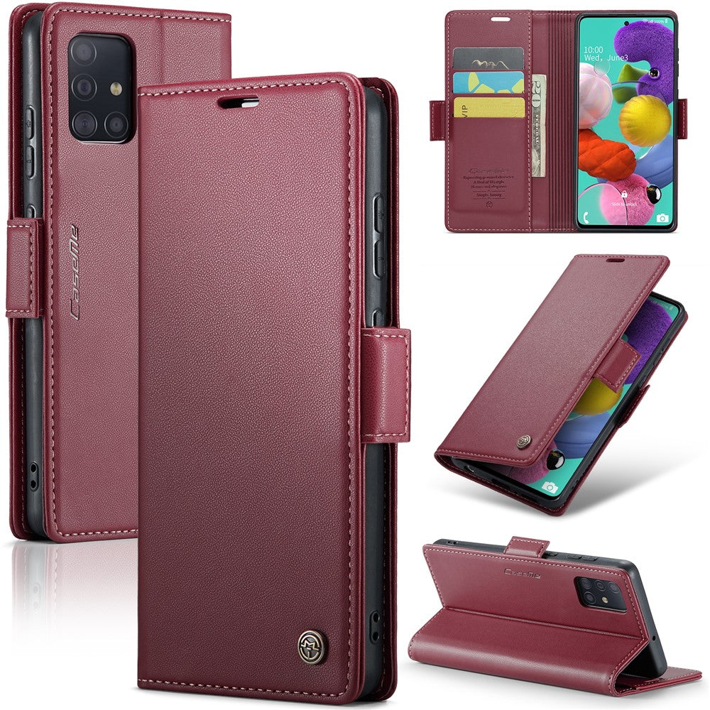 Til Samsung Galaxy A51 4G SM-A515 / M40S Lædercover CASEME 023 RFID-blokerende mobilcover med 3 kortlommer