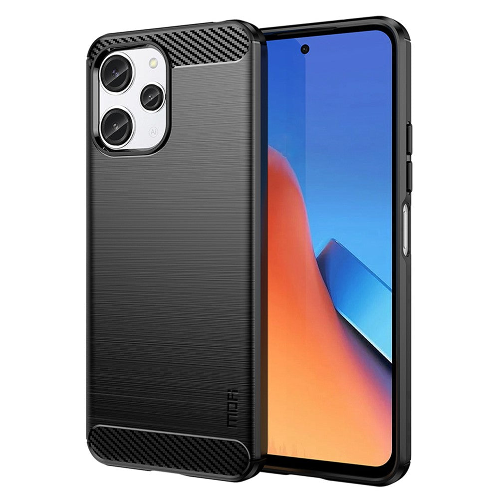 MOFI JK TPU Series-1 för Xiaomi Redmi 12 4G Kolfibertextur Skal Borstad TPU mobilskal mobilskydd