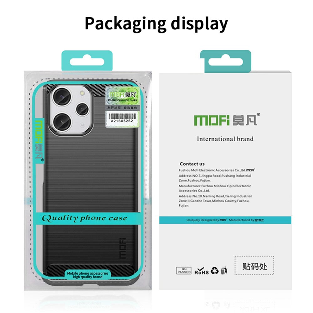 MOFI JK TPU Series-1 för Xiaomi Redmi 12 4G Kolfibertextur Skal Borstad TPU mobilskal mobilskydd