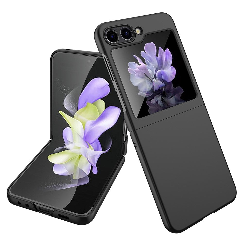 For Samsung Galaxy Z Flip5 5G Ultra-Thin Hard PC Phone Case with Tempered Glass Film Rubberized Protective Cover