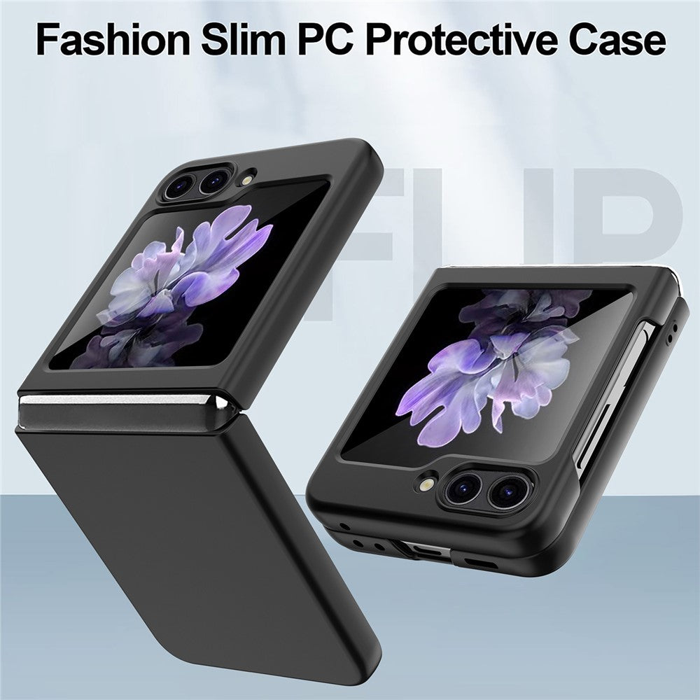 For Samsung Galaxy Z Flip5 5G Ultra-Thin Hard PC Phone Case with Tempered Glass Film Rubberized Protective Cover