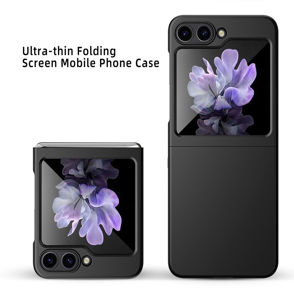 For Samsung Galaxy Z Flip5 5G Ultra-Thin Hard PC Phone Case with Tempered Glass Film Rubberized Protective Cover