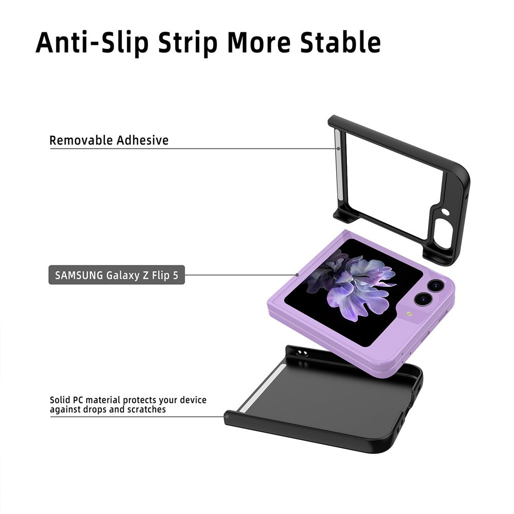 For Samsung Galaxy Z Flip5 5G Ultra-Thin Hard PC Phone Case with Tempered Glass Film Rubberized Protective Cover