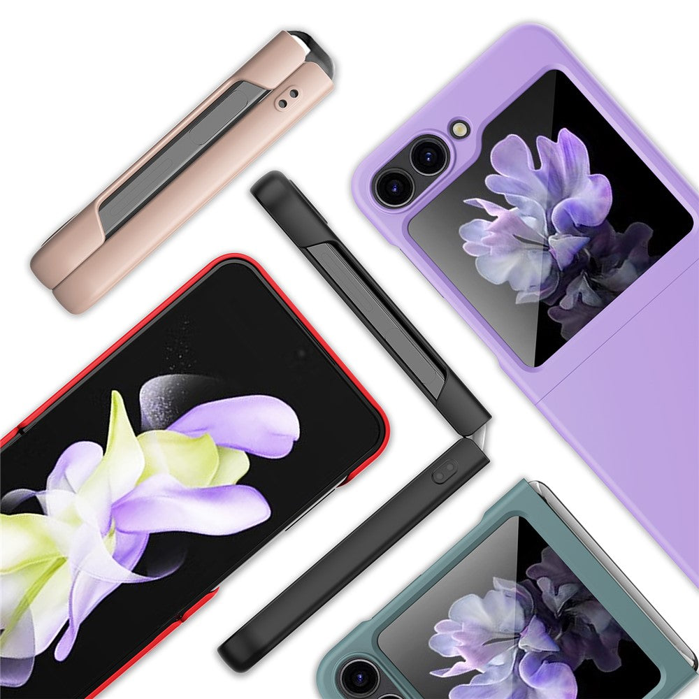 For Samsung Galaxy Z Flip5 5G Ultra-Thin Hard PC Phone Case with Tempered Glass Film Rubberized Protective Cover