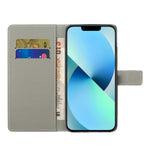 Til iPhone 15 Plus Folio Pung Etui i PU-læder med mønsterprint og standerfunktion