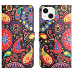 Til iPhone 15 Plus Folio Pung Etui i PU-læder med mønsterprint og standerfunktion