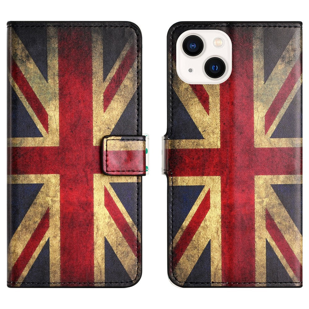 Til iPhone 15 Plus Folio Pung Etui i PU-læder med mønsterprint og standerfunktion