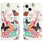 Til iPhone 15 Plus Folio Pung Etui i PU-læder med mønsterprint og standerfunktion