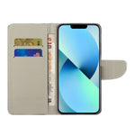 Til iPhone 15 Cross Texture Læderpung Stativcover Mønstertryk Telefoncover
