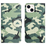 Til iPhone 15 Cross Texture Læderpung Stativcover Mønstertryk Telefoncover