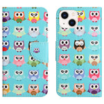 Til iPhone 15 Cross Texture Læderpung Stativcover Mønstertryk Telefoncover