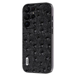 ABEEL Telefoncover med strudsetekstur til Samsung Galaxy S23 Ultra i ægte okselæder+PC+TPU