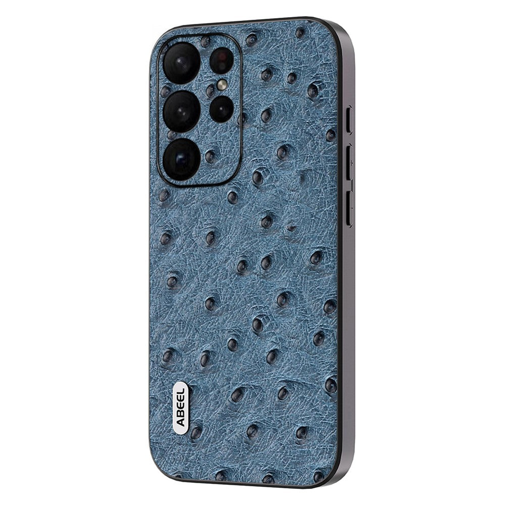 ABEEL Telefoncover med strudsetekstur til Samsung Galaxy S23 Ultra i ægte okselæder+PC+TPU