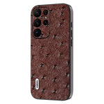 ABEEL Telefoncover med strudsetekstur til Samsung Galaxy S23 Ultra i ægte okselæder+PC+TPU