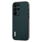 ABEEL For Samsung Galaxy S23 Ultra Case Litchi Texture Genuine Cow Leather+PC+TPU Cover