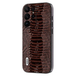 ABEEL For Samsung Galaxy S23 Ultra Anti-Drop Crocodile Texture PC+TPU Phone Case Genuine Cow Leather Cover