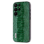 ABEEL For Samsung Galaxy S23 Ultra Anti-Drop Crocodile Texture PC+TPU Phone Case Genuine Cow Leather Cover