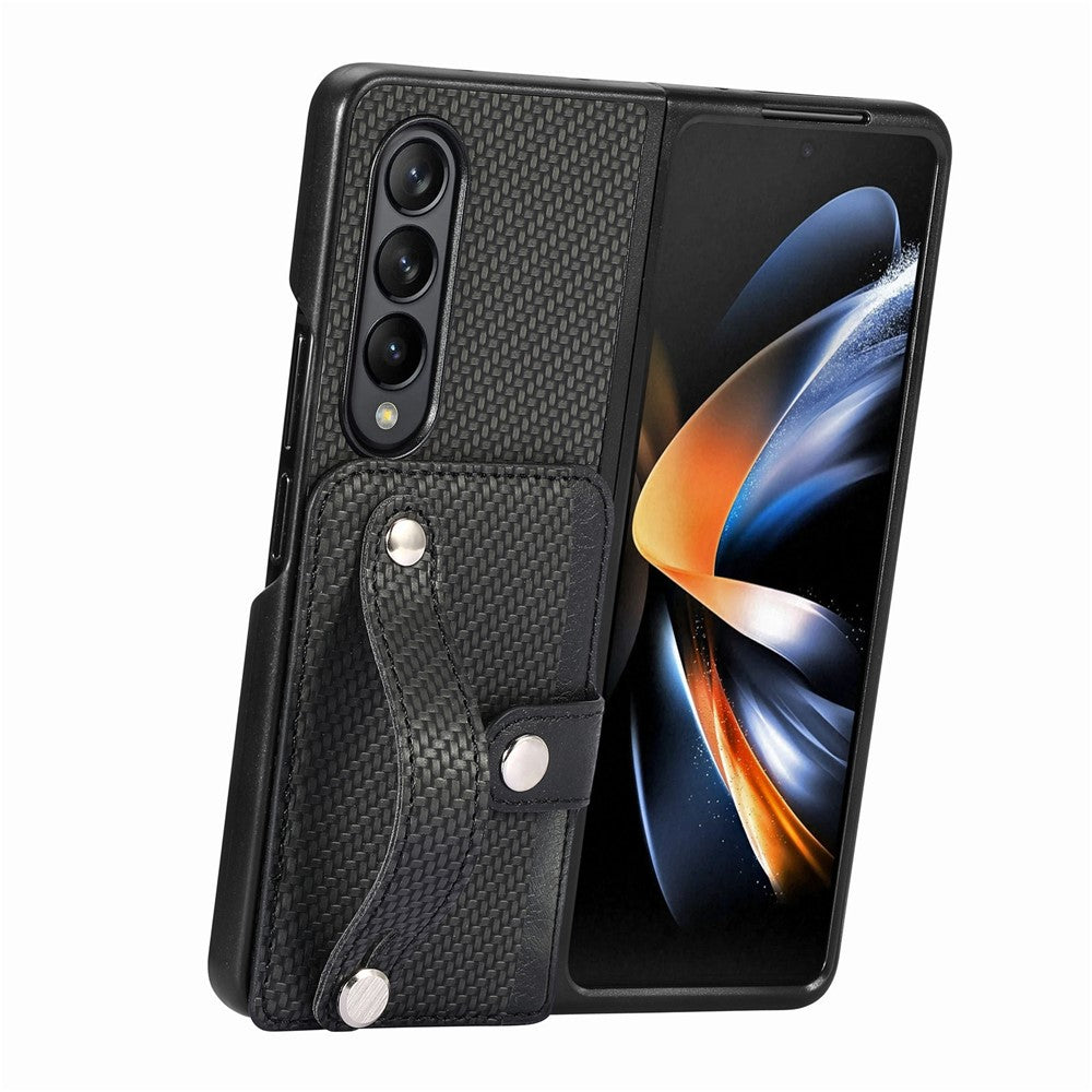 Kortholder Telefoncover til Samsung Galaxy Z Fold5 5G, PU Læder+PC Armbånd Kickstand Mobiltelefoncover