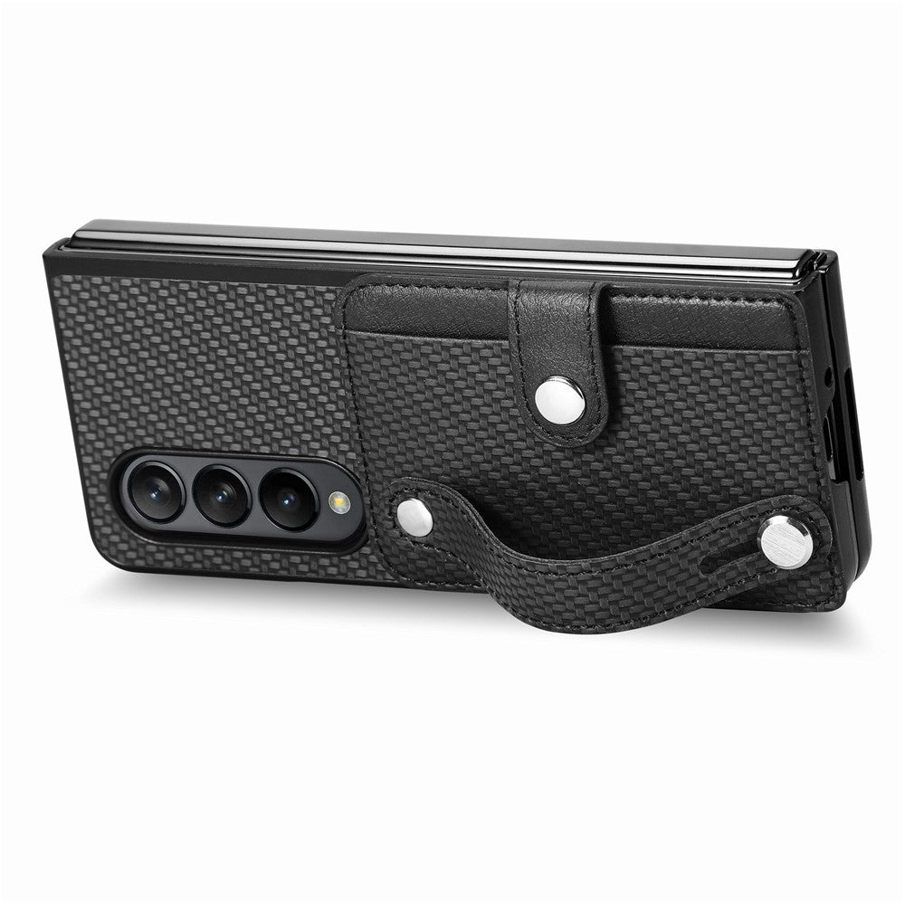 Kortholder Telefoncover til Samsung Galaxy Z Fold5 5G, PU Læder+PC Armbånd Kickstand Mobiltelefoncover