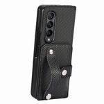 Kortholder Telefoncover til Samsung Galaxy Z Fold5 5G, PU Læder+PC Armbånd Kickstand Mobiltelefoncover