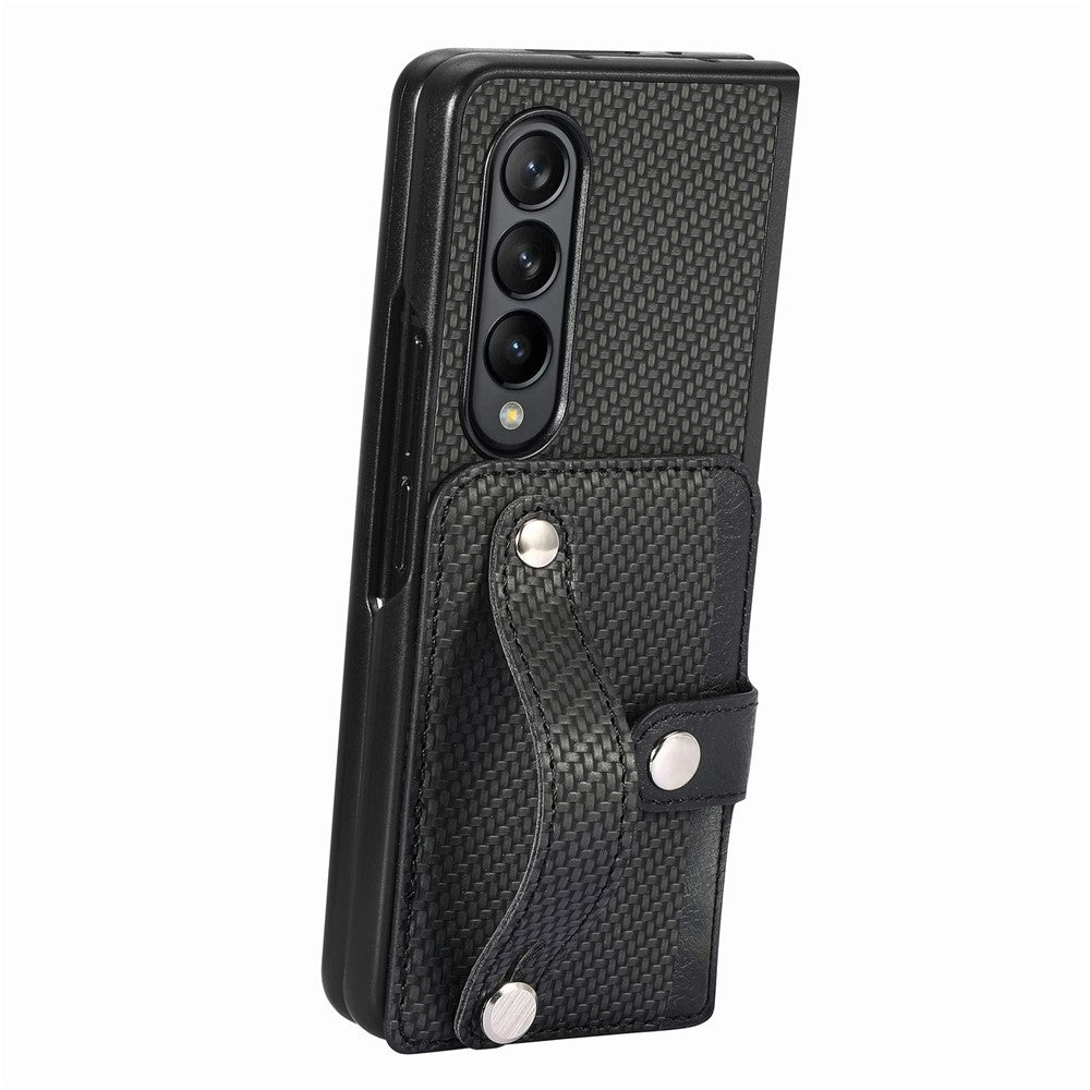 Kortholder Telefoncover til Samsung Galaxy Z Fold5 5G, PU Læder+PC Armbånd Kickstand Mobiltelefoncover