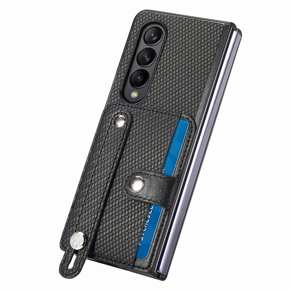 Kortholder Telefoncover til Samsung Galaxy Z Fold5 5G, PU Læder+PC Armbånd Kickstand Mobiltelefoncover