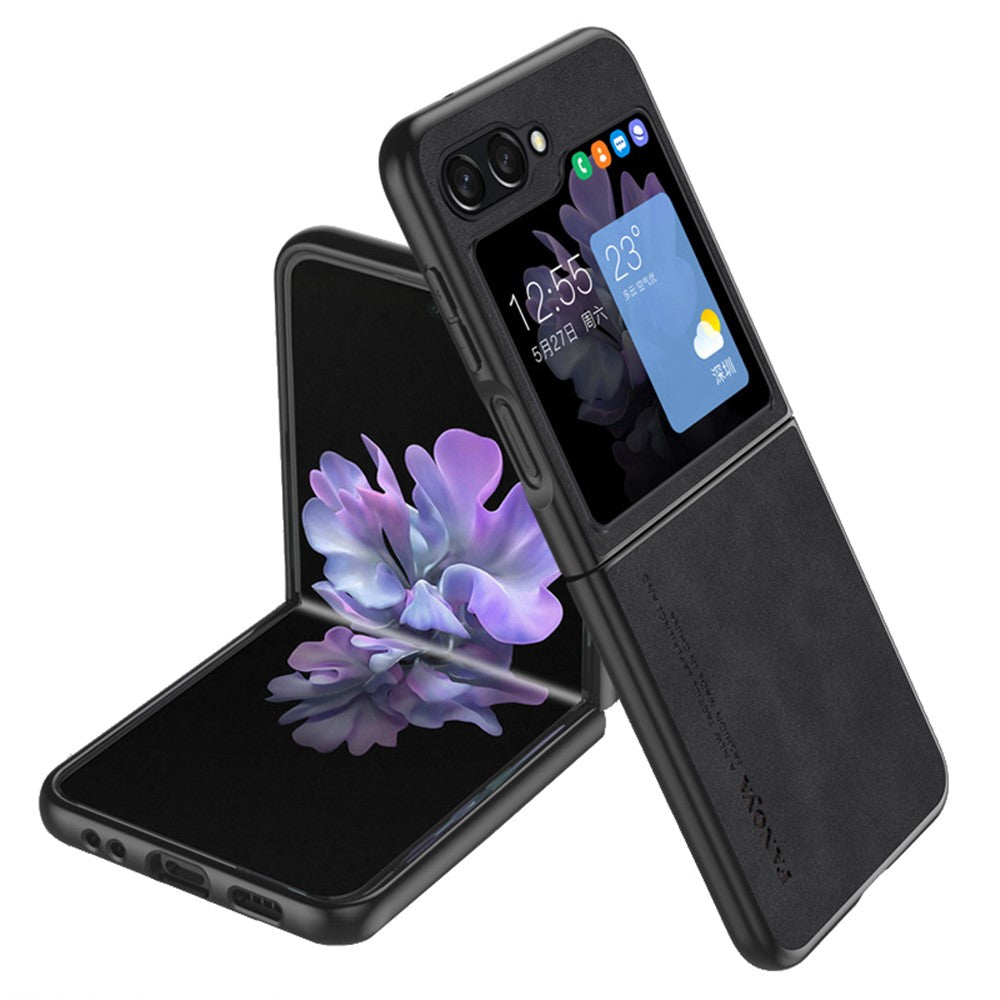 Til Samsung Galaxy Z Flip5 5G Skin-Touch Feeling Mobiltelefoncover Anti-ridse PU Læder+PC Telefoncover