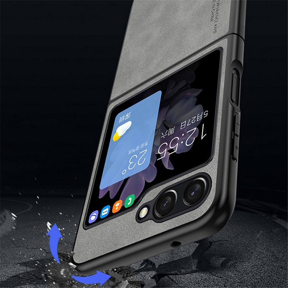Til Samsung Galaxy Z Flip5 5G Skin-Touch Feeling Mobiltelefoncover Anti-ridse PU Læder+PC Telefoncover