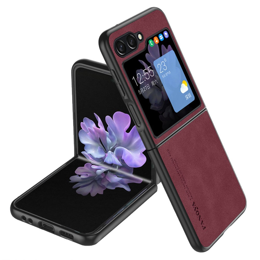 Til Samsung Galaxy Z Flip5 5G Skin-Touch Feeling Mobiltelefoncover Anti-ridse PU Læder+PC Telefoncover