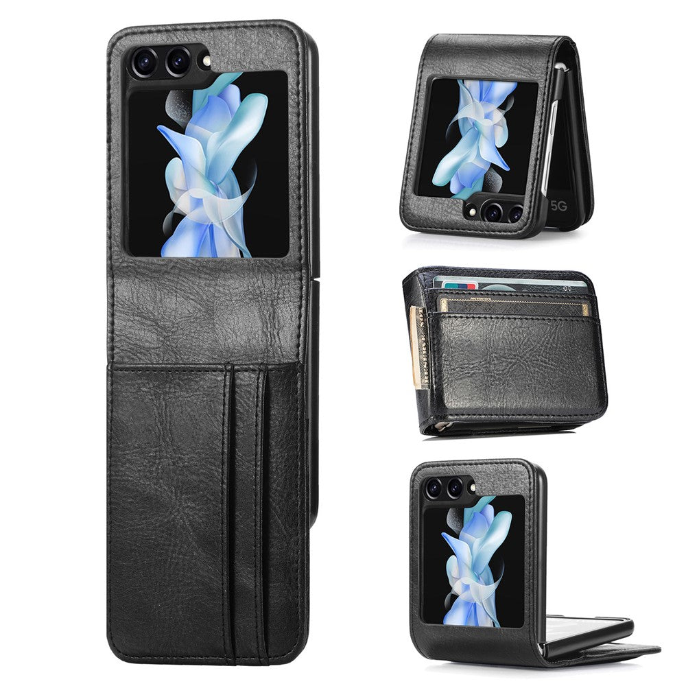 For Samsung Galaxy Z Flip5 5G Wallet Design Phone Case PU Leather+PC Cell Phone Cover