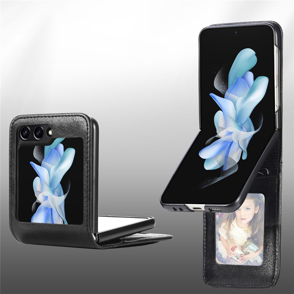 For Samsung Galaxy Z Flip5 5G Wallet Design Phone Case PU Leather+PC Cell Phone Cover