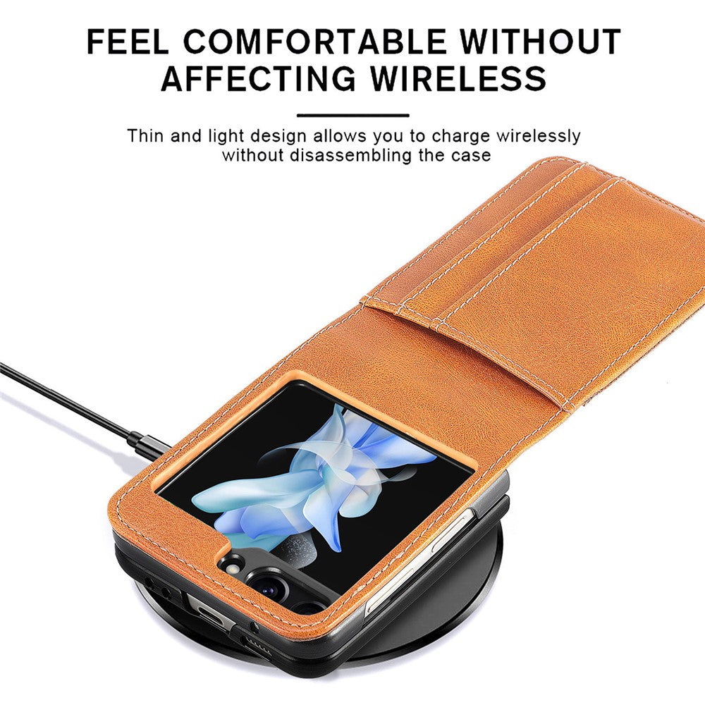 For Samsung Galaxy Z Flip5 5G Wallet Design Phone Case PU Leather+PC Cell Phone Cover