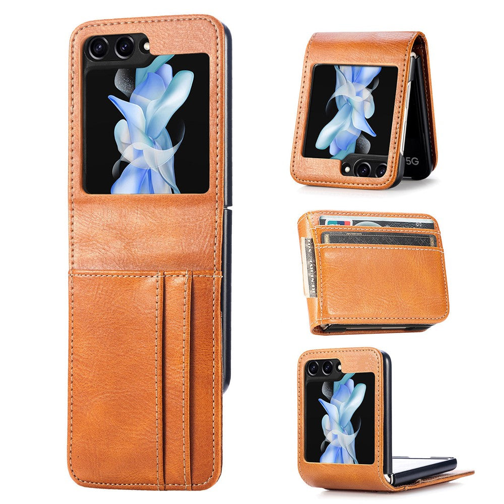 For Samsung Galaxy Z Flip5 5G Wallet Design Phone Case PU Leather+PC Cell Phone Cover