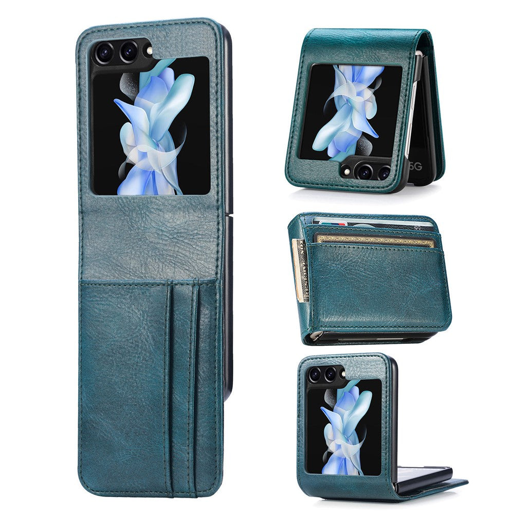 For Samsung Galaxy Z Flip5 5G Wallet Design Phone Case PU Leather+PC Cell Phone Cover