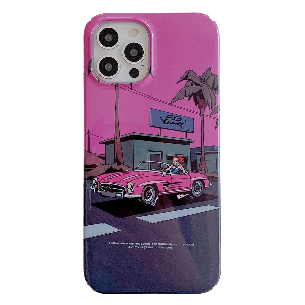 Hard PC Phone Cover for iPhone 12 Pro 6.1 inch Pattern Printing Anti-Drop Glossy Phone Case
