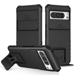 Til Google Pixel 8 Pro PC + TPU telefonbeskytter med skydbar kameralinsebeskytter og støttefod
