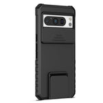 Til Google Pixel 8 Pro PC + TPU telefonbeskytter med skydbar kameralinsebeskytter og støttefod