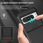 Til Google Pixel 8 Pro PC + TPU telefonbeskytter med skydbar kameralinsebeskytter og støttefod
