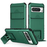 Til Google Pixel 8 Pro PC + TPU telefonbeskytter med skydbar kameralinsebeskytter og støttefod