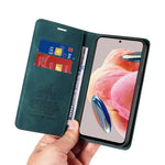 BETOPNICE 003 För Xiaomi Redmi Note 12 4G RFID-blockerande mobilplånboksfodral i läder, stativ