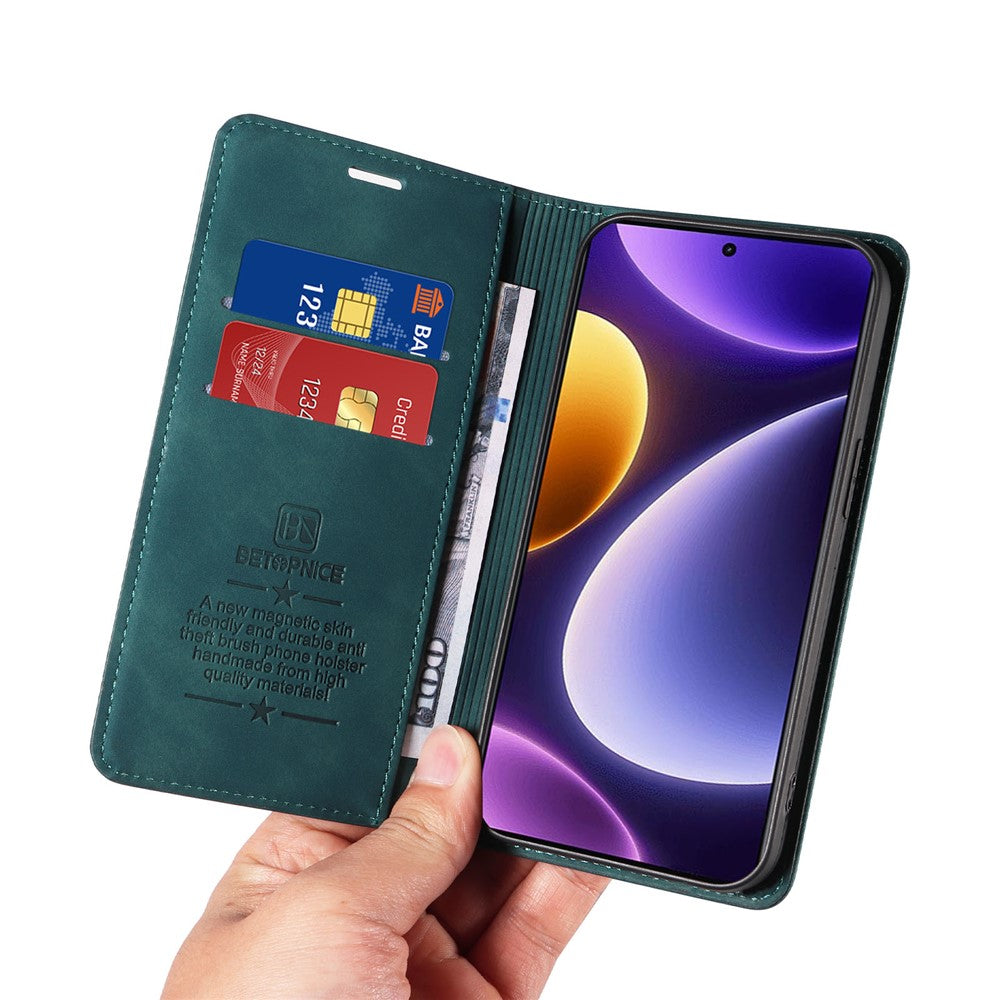 BETOPNICE 003 RFID Blocking Shell for Xiaomi Redmi Note 12 Turbo / Poco F5 5G Phone Wallet Case Leather Stand Cover